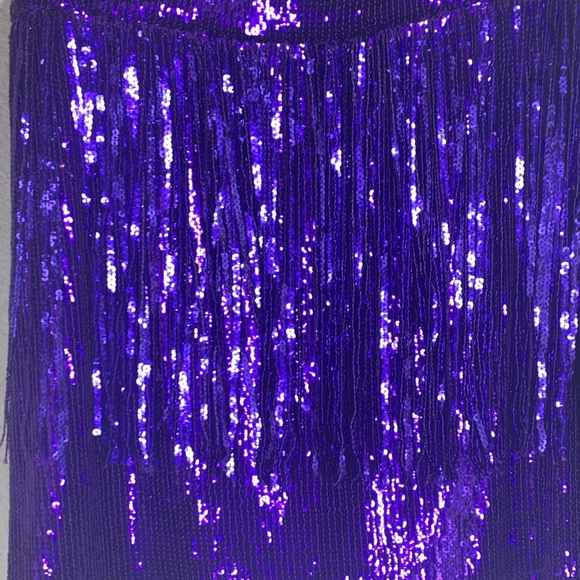 EUC Queen of Sparkles sequin fringe skirt size Large - Picture 6 of 10